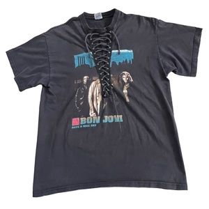 Vintage 2006 Bon Jovi Have a Nice Day Upcycled European Tour Tee Shirt in Black